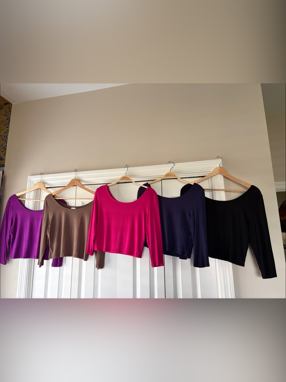 Set of Five Colorful Scoop Neck Tops (Large)